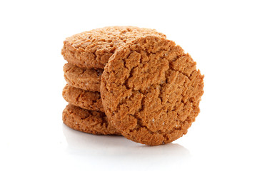 Sweet oatmeal cookies isolated on white background
