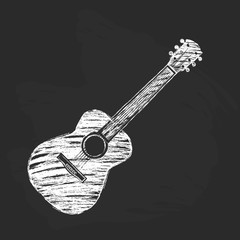 Naklejka premium chalk guitar logo drawing