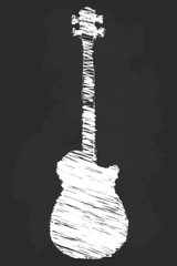 Chalk art bass guitar vector illustration