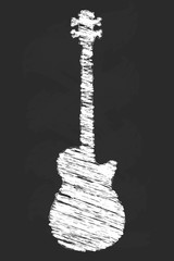 Chalk art bass guitar vector illustration