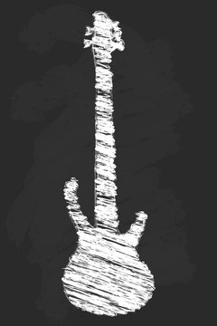 Chalk art bass guitar vector illustration
