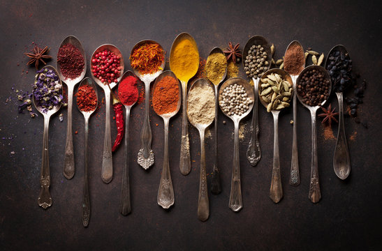 Various Spices Spoons