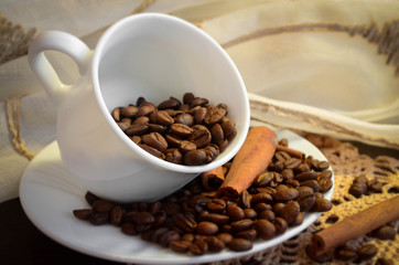 Cup with coffee beans