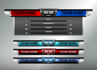 Soccer Score Broadcast Graphics Template, vector illustration