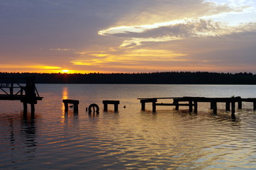 Jezioro Necko wieczorem, podlasie © Jarek