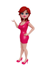 3d girl with presenting pose.