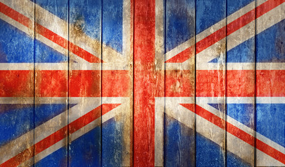 Grunge UK flag on a wood fence