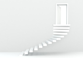 metaphor of open door for success and ambition, white render