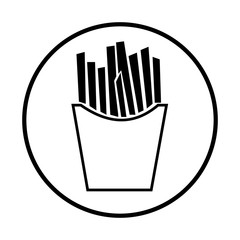Silhouettes of French fries. Isolated on white. Advertising food court and delivery