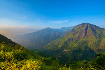 Beautiful sunrise at little Adams peak in Ella, Sri Lanka. Ella is a great location for viewing some of the best natural scenery in Sri Lanka
