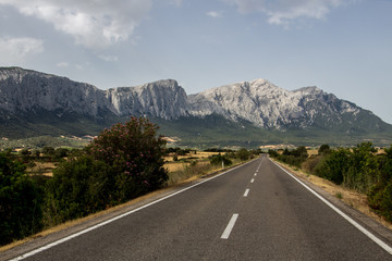 view at mountains Supramonter from sp46 in Sardinia