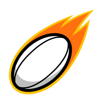 Rugby football leather comet fire tail flying