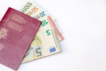 Belgium traveling Passport and euro's
