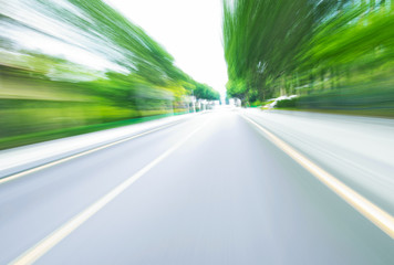 along the road with motion blur.