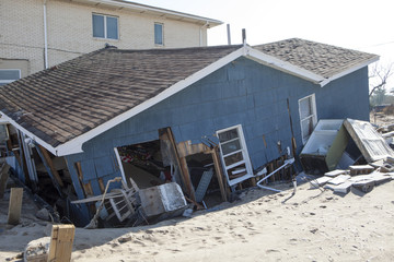 NEW YORK -November12:Destroyed homes during Hurricane Sandy in the flooded neighborhood at Breezy Point in Far Rockaway area  on November12, 2012 in New York City, NY