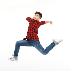 Cheerful jumping boy