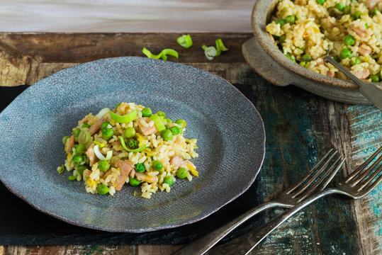 Bacon, peas and leek risotto