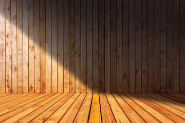 Sauna like empty wooden room interior