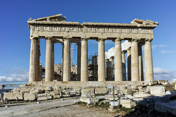 Amazing view of The Parthenon in the Acropolis of Athens, Attica, Greece