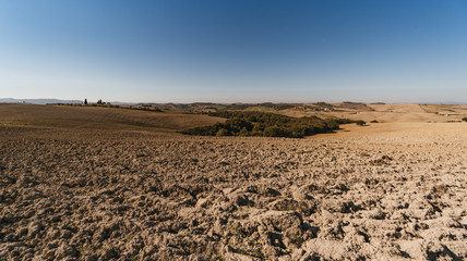 Vew of the hilly landscape in Tuscany.