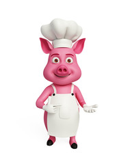 3d Chef Pig with holding pose.