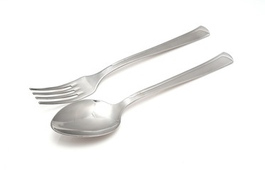 Fork and spoon isolated on white background