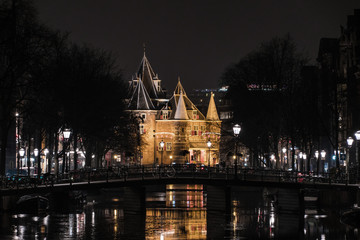 New market square in Amsterdam seen from a distance