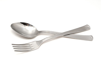 Fork and spoon isolated on white background