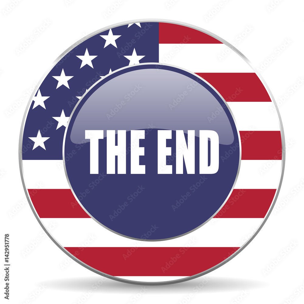 Poster the end usa design web american round internet icon with shadow on white background.