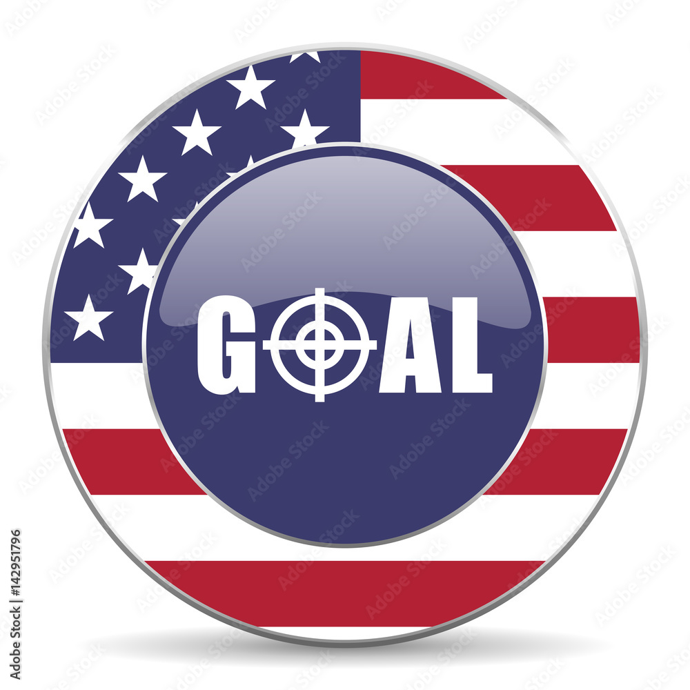 Poster goal usa design web american round internet icon with shadow on white background.