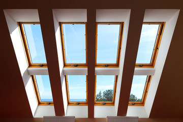 Construction of eight attic windows. Large, luxury skylights. Roof windows