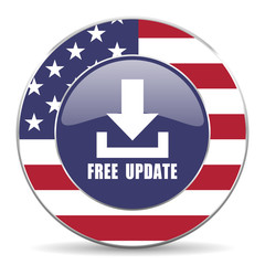 Obraz premium Free update usa design web american round internet icon with shadow on white background.