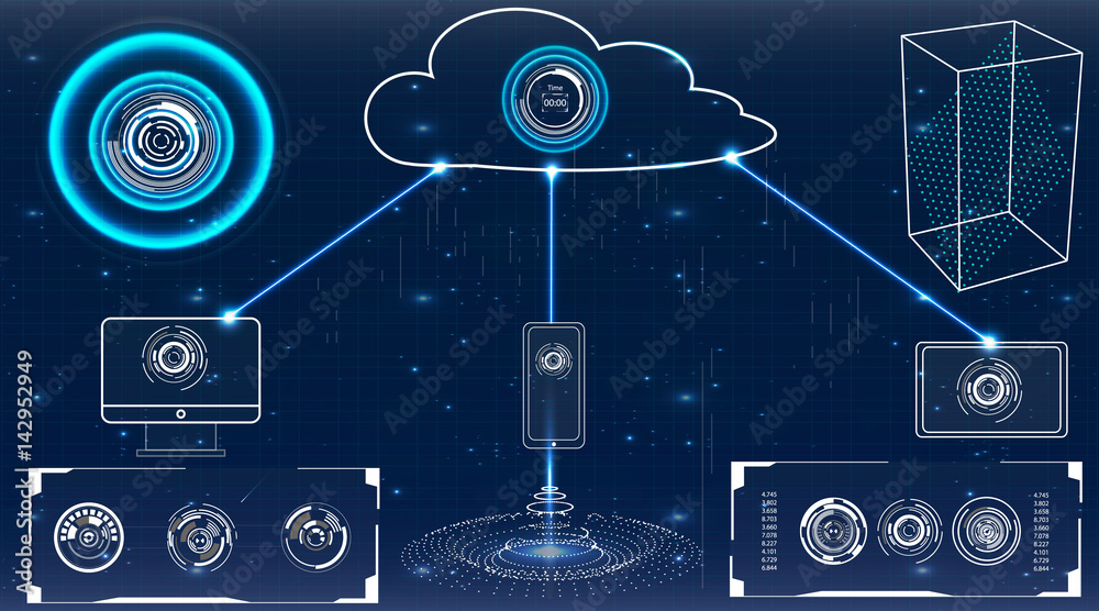 Aufkleber futuristic user interface. abstract virtual graphic touch user interface. hud. hi-tech basic. blue a