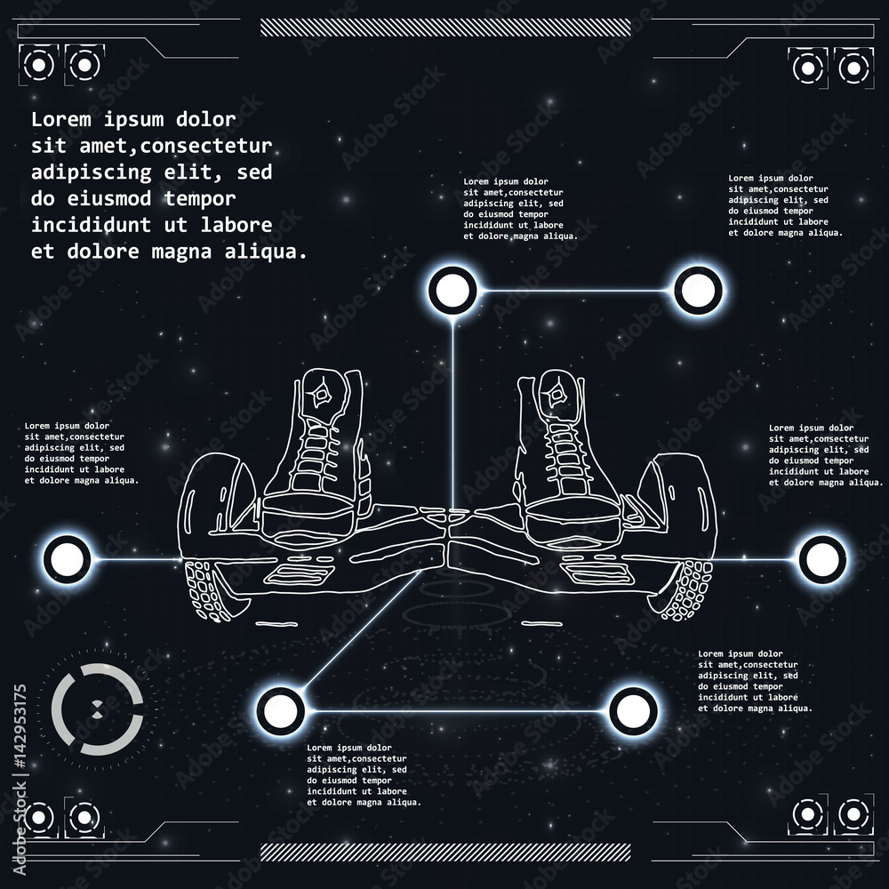 Aufkleber futuristic user interface for gyroscooter. abstract virtual graphic touch user interface. hud. hi-te