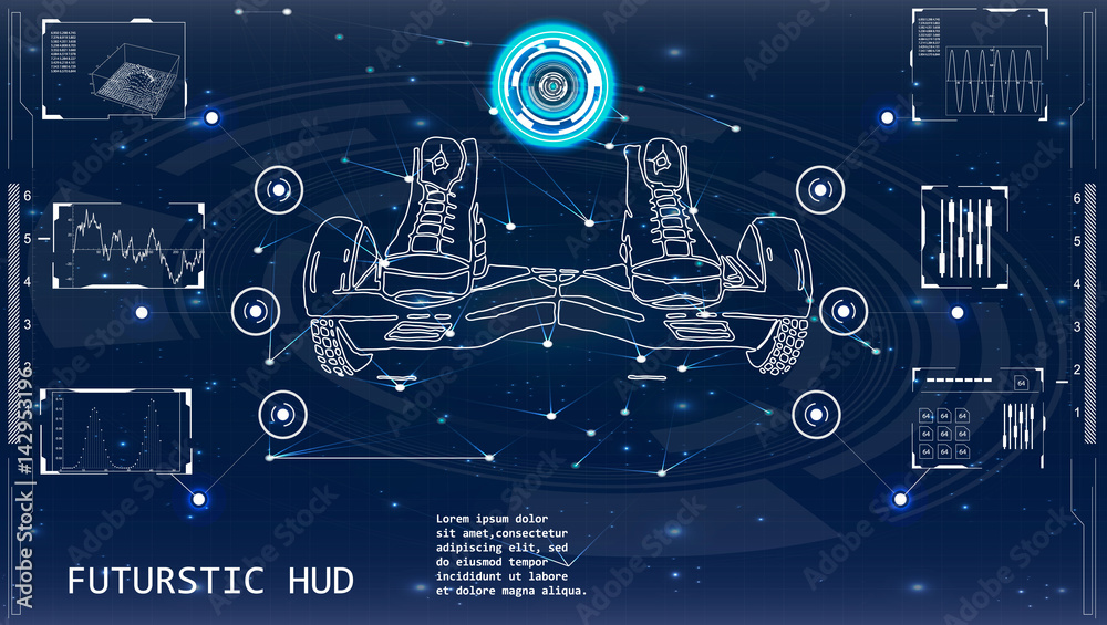 Aufkleber futuristic user interface for gyroscooter. abstract virtual graphic touch user interface. hud. hi-te