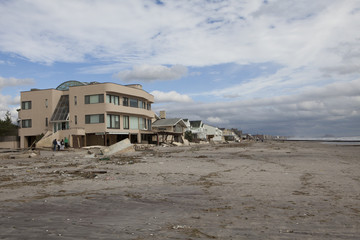 NEW YORK - October 31:Destroyed homes in  Far Rockaway after Hurricane Sandy October 29, 2012 in New York City, NY