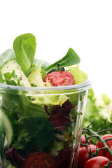 Mixed chef's salad in glass bowl