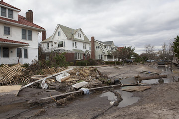 NEW YORK - October 31:Destroyed homes in  Far Rockaway after Hurricane Sandy October 29, 2012 in...