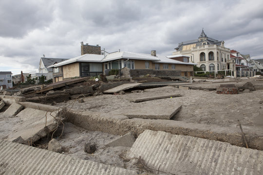 NEW YORK - October 31:Destroyed homes in  Far Rockaway after Hurricane Sandy October 29, 2012 in New York City, NY