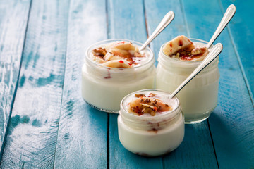 Yogurt in glass jars