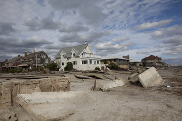 NEW YORK - October 31:Destroyed homes in  Far Rockaway after Hurricane Sandy October 29, 2012 in New York City, NY