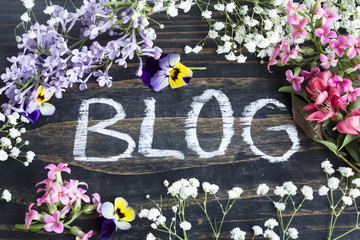 Word Blog with Various Spring Flowers