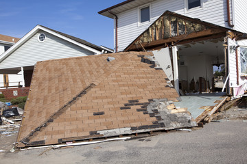 NEW YORK -November12:Destroyed homes during Hurricane Sandy in the flooded neighborhood at Breezy Point in Far Rockaway area  on November12, 2012 in New York City, NY