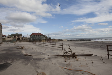 Fototapeta na wymiar Rockaway beach. NY. Day after Hurricane Sandy