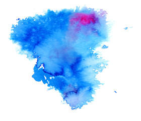 Colorful abstract watercolor texture stain with splashes and spatters. Modern creative watercolor background for trendy design.