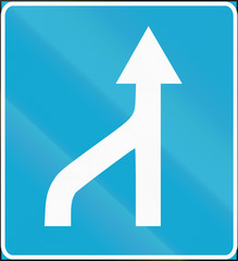 Estonia regulatory road sign - Left lane ends