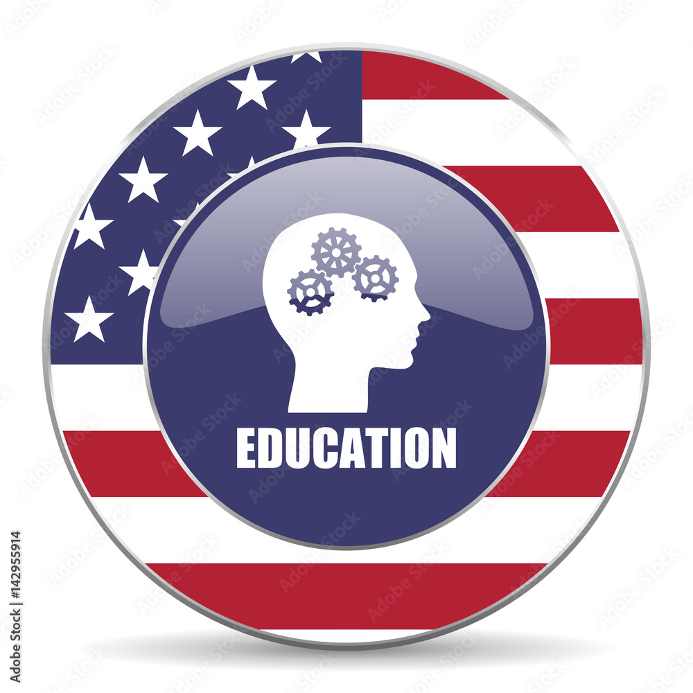 Poster education usa design web american round internet icon with shadow on white background.