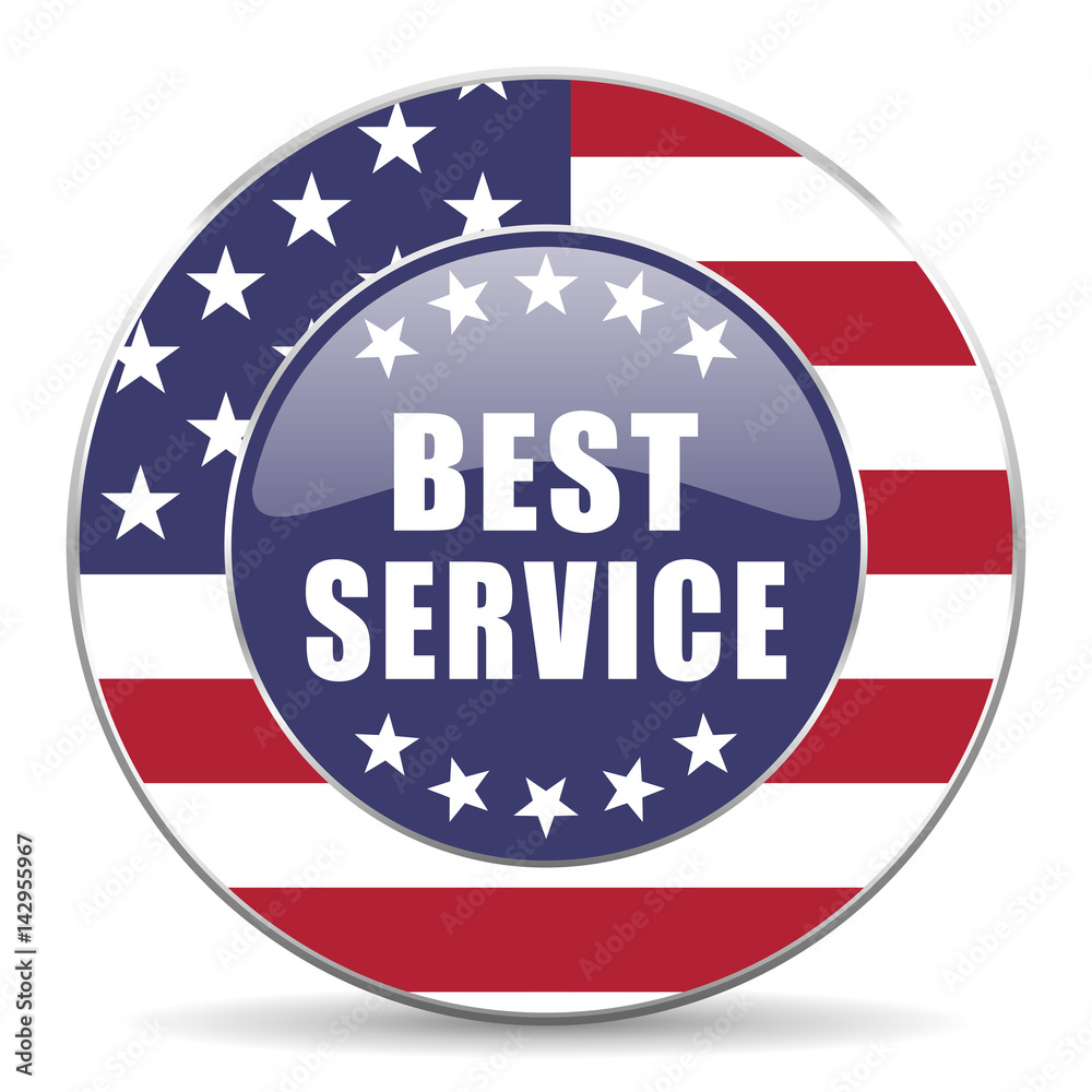 Poster best service usa design web american round internet icon with shadow on white background.