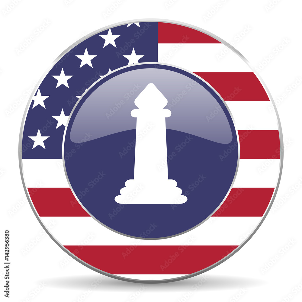 Poster chess usa design web american round internet icon with shadow on white background.
