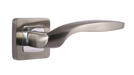 Door handle of silver on a white background side view
